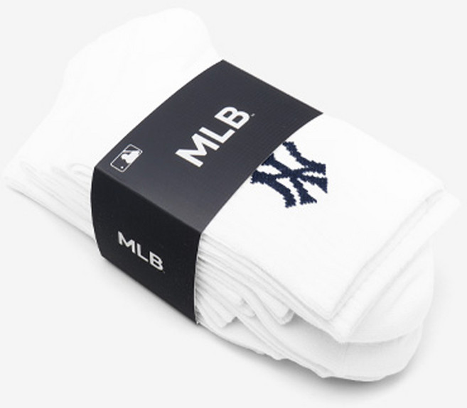 New York Yankees MLB 男士時尚基本款Logo中筒襪5雙
