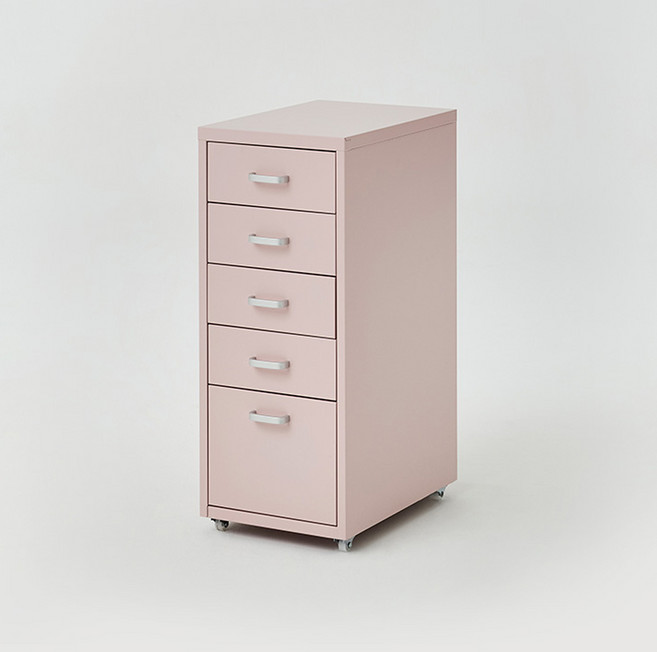 한샘 재크플러스 철제 서랍장, 핑크, 5단