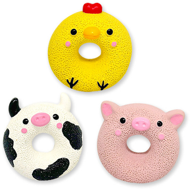 모모펫 강아지 라텍스 토이 도넛펫 카우 + 치킨 + 피그 세트, 1세트, 카우, 치킨, 피그