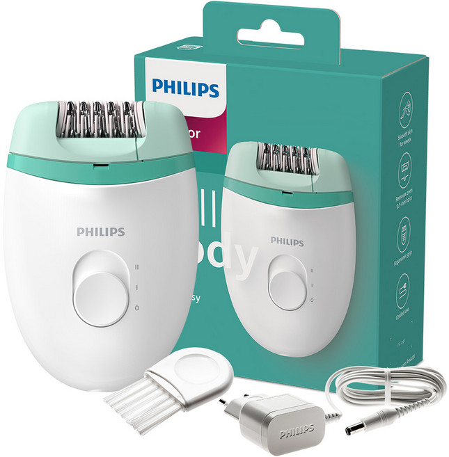 필립스 2000 샤티넬 에션셜 모근제거기 화이트 + 라임그린, BRE224/00