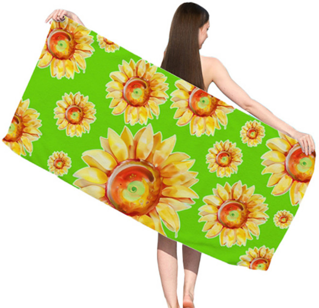 소니오 썸머 패턴 소프트 비치타월 70 x 150 cm, 03 그린 플라워, 1개