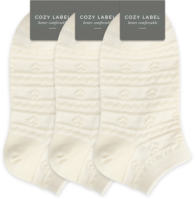 코지라벨 여성용 데일리 파스텔 하트패턴 발목양말 3켤레