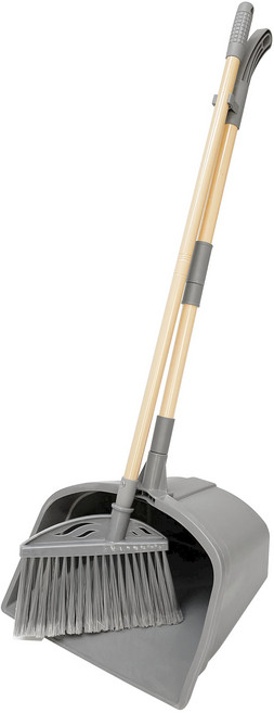 플라넥스 한손 쓰레받기 + 빗자루 세트, 1세트, 그레이