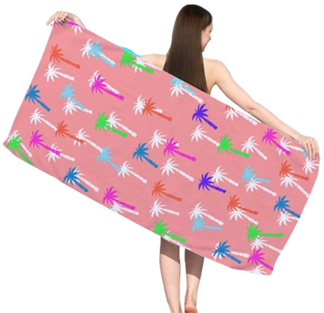 소니오 썸머 패턴 소프트 비치타월 70 x 150 cm, 21 핑크 트리, 1개