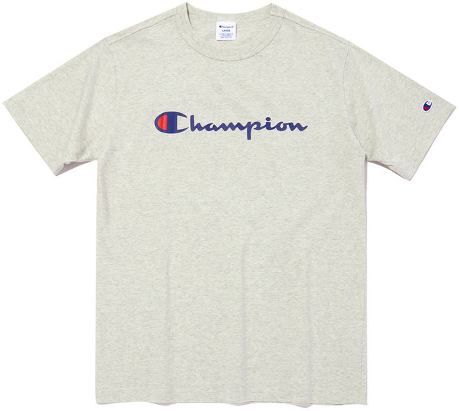 챔피온 남성용 통기성 ASIA Champion 로고 면 반팔 티셔츠