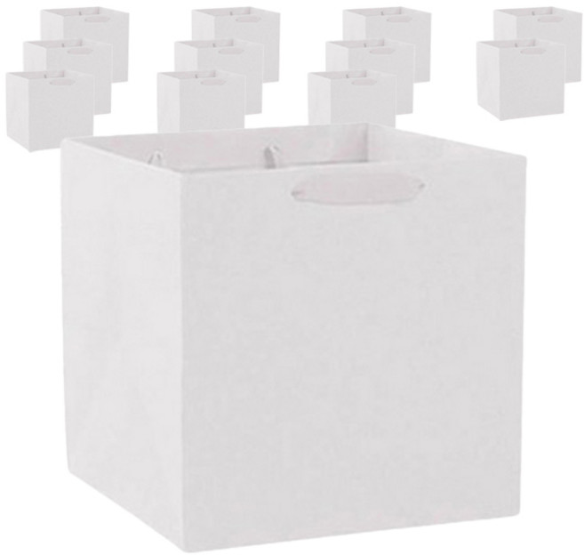 윰스 정사각 와이드 무지 도시락 쇼핑백, 화이트, 12개