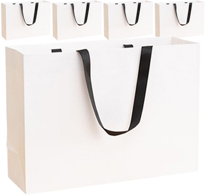 윰스 깔끔 무지 쇼핑백, 화이트, 5개