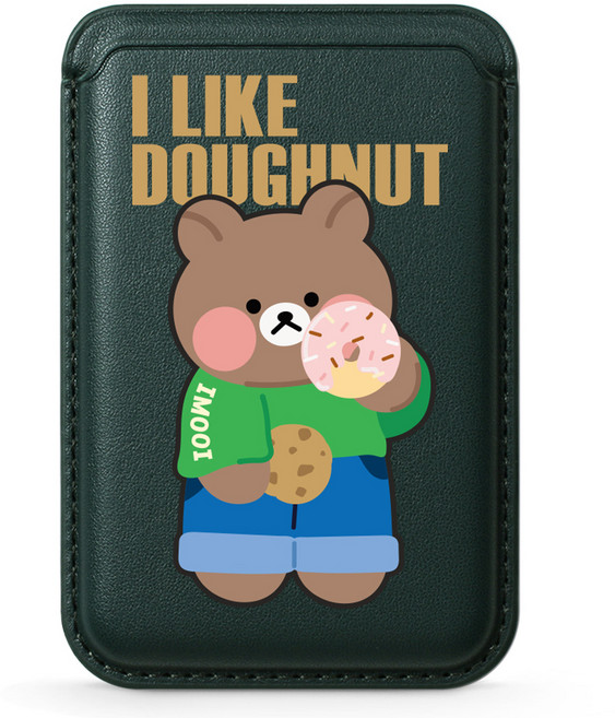 아이무이 꼼이빵이 아이폰 / 갤럭시 맥세이프 가죽 카드2장 포켓, 꼼도넛, 1개