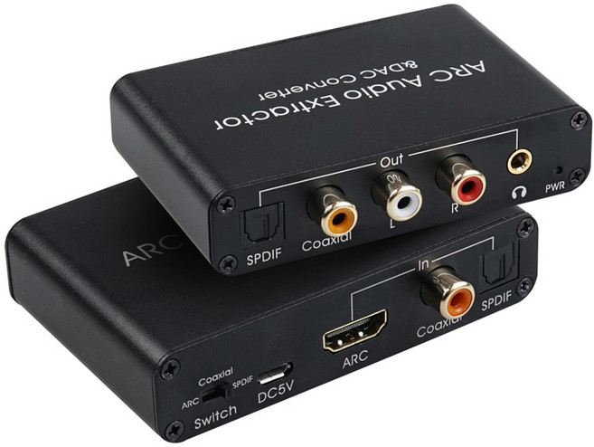 컴스 HDMI ARC 오디오광 컨버터 DAC 디지털 아날로그 사운드 추출기 변환기, TB747