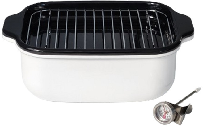 후지호로 인덕션 사각튀김 냄비 와이드, 27.7cm, 화이트, 1세트