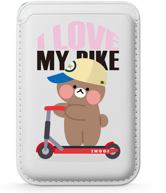 아이무이 꼼이빵이 아이폰 / 갤럭시 맥세이프 가죽 카드2장 포켓, 꼼바이크, 1개