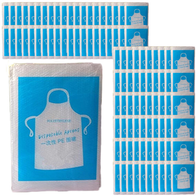 포코이 비닐 일회용 앞치마 3g, 투명, 100개