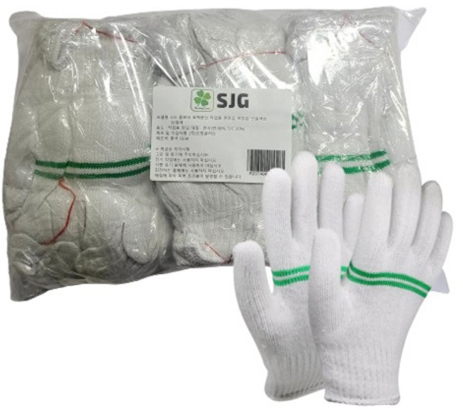 신정글러브 표백중선 면 목장갑 양손 세트, 혼합색상, 30세트