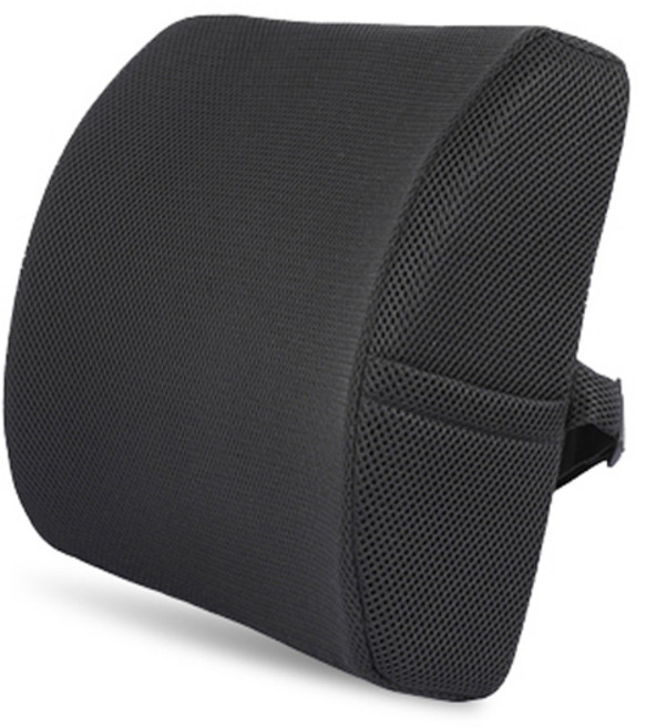 대한오토모빌 자동차 메모리폼 요추 등받이 차량용 허리쿠션, 블랙, 1개