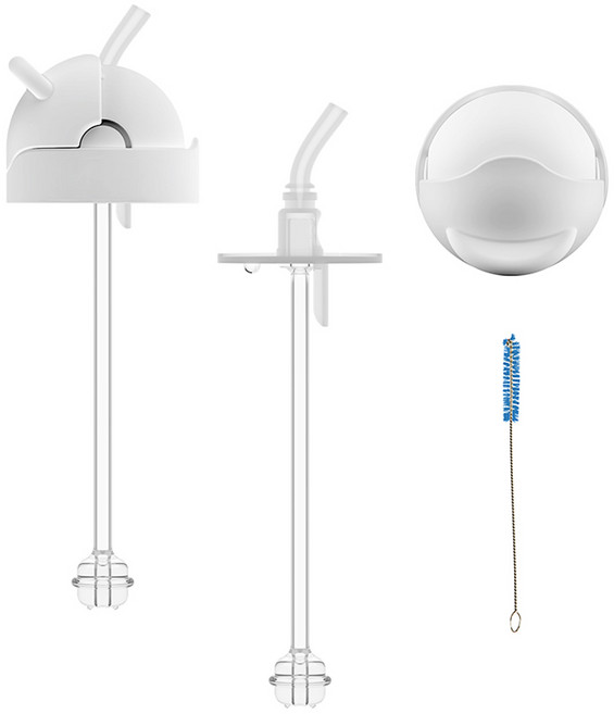 닥터브라운 유아용 와이드 젖병 270ml용 시피 실리콘 빨대 2p + 플립탑 2p + 청소 브러쉬 교체킷 세트, 1세트, White