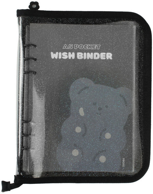 리코즈 A5 6공 위시 바인더 포카앨범 지퍼형 4포켓 30p, 다크베어, 1개