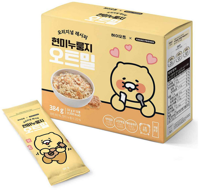 헤이오트 카카오프렌즈 현미누룽지 오트밀 12p, 384g, 1개