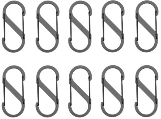 정상아이앤 다용도 캠핑 S형 카라비너, 블랙, 10개