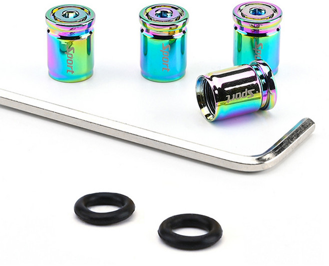 808 차량용 타이어 공기 밸브캡, 레인보우, 1세트