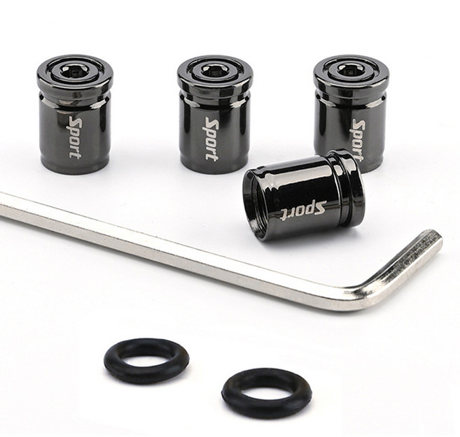 808 차량용 타이어 공기 밸브캡, 메탈블랙, 1세트