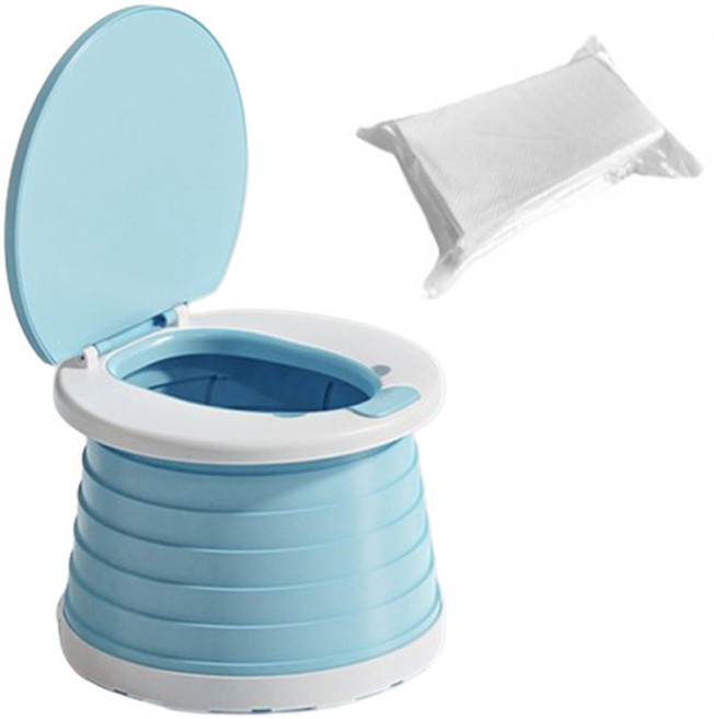 바브레 휴대용 접이식 어린이 변기 + 응고패드 세트, 민트
