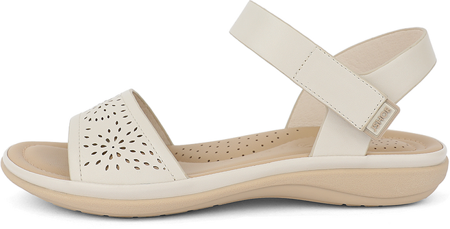 J SHOE 女性萊克超輕量Q彈沖孔平底涼鞋 2cm, 250, 米色