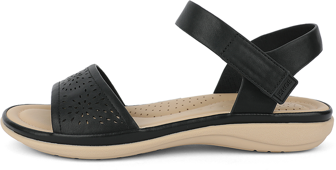 J SHOE 女性萊克超輕量Q彈沖孔平底涼鞋 2cm, 250, 黑色