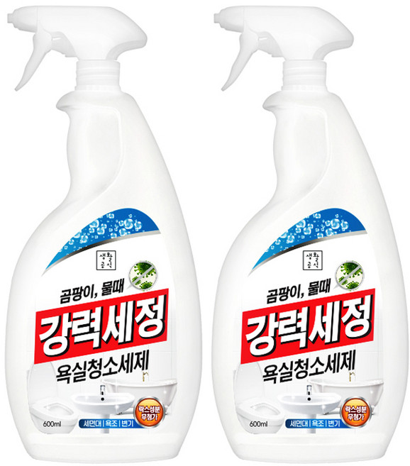 생활공식 강력세정 욕실청소세제, 2개, 600ml