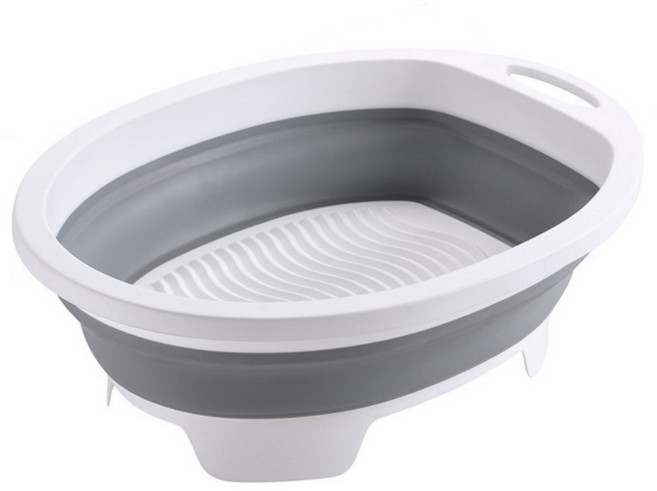 티로나 접이식 대야 일체형 빨래판, 그레이, 1개