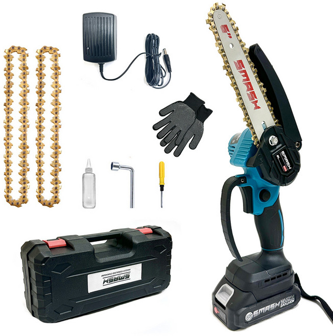 스매쉬 브러쉬리스 무선 충전식 체인톱 세트 SMASH-XTOP6, 본품 + 배터리1개, 1세트