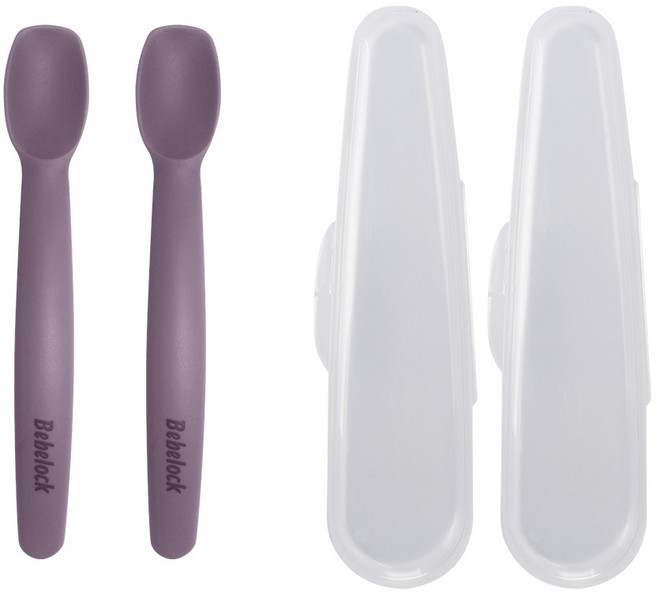 베베락 국산 유아용 포네르 실리콘 스푼 1단계 2p + 케이스 2p 세트, 레드빈(스푼), 1세트