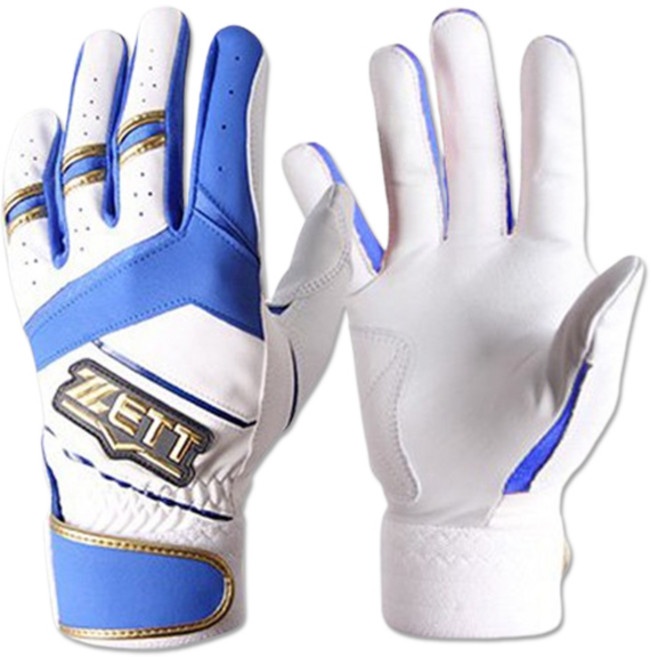 ZETT 雙手用打擊手套 BGK-341, 白色 + 藍色, 1套