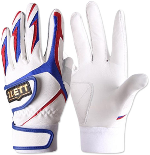 ZETT 雙手用打擊手套組 BGK-342, 1套, 白色 + 藍色