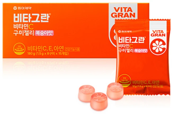 동아제약 비타그란 비타민C 구미젤리 복숭아맛, 180g, 1개 - 쿠팡