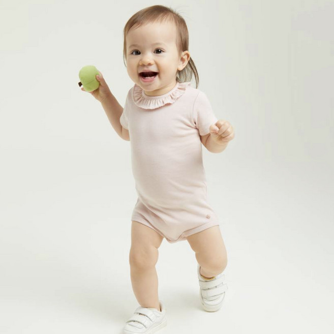 PETIT BATEAU 小帆船 嬰幼兒荷葉領包屁衣 NUM41NB76FPK