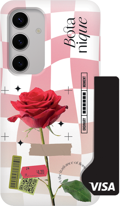 iRUDA 체커 플라워 카드 수납 하드 휴대폰 케이스