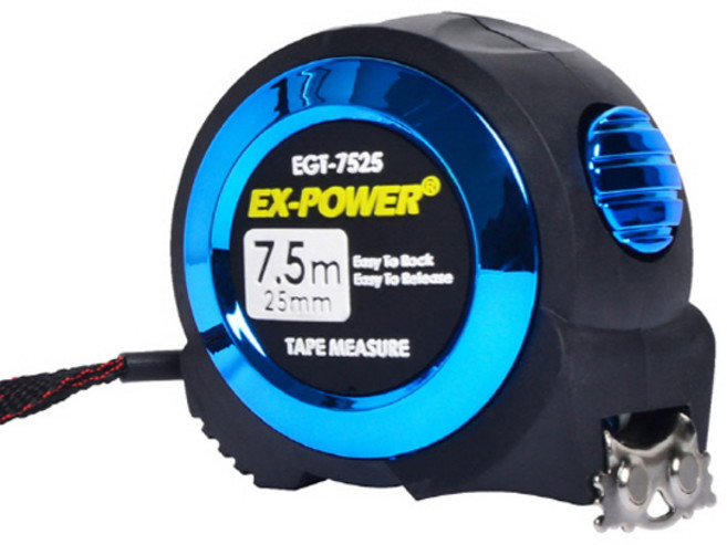 이엑스파워 오토락 줄자 EGT-7525, 블루단면형, 1개