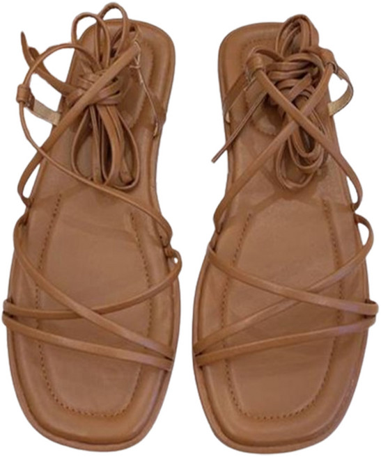 엘쏘 여성용 글레이에이터 롱 끈 스트랩 플랫 샌들