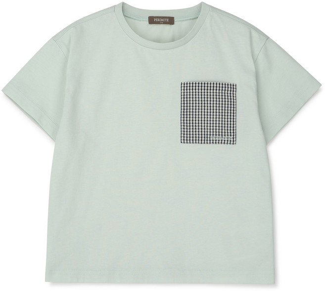 페리미츠 남아용 통기성 이지핏 체크 포켓 티셔츠 P2425T131
