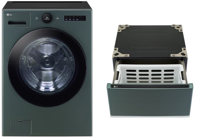 LG전자 트롬 오브제컬렉션 세탁기 25kg + 페데스탈 수납함 세트 FX25GARF 방문설치, 네이처 그린