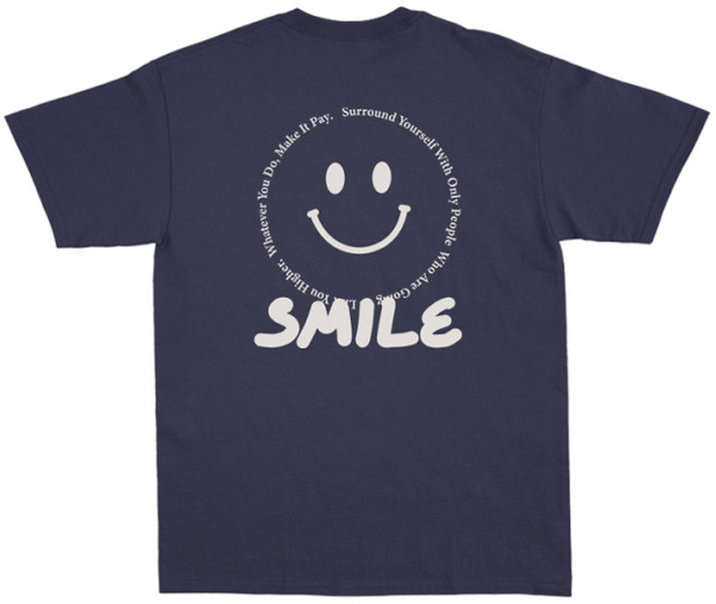 에어플레인 통기성 스마일 옆트임 오버핏 반팔 티셔츠