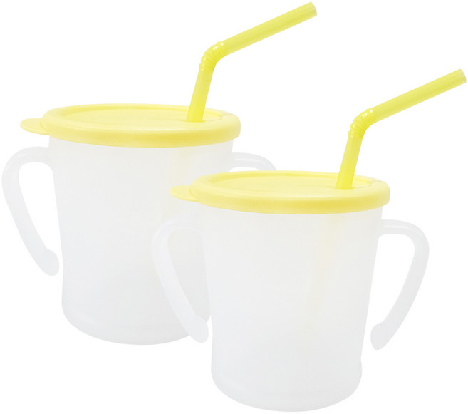 아가프라 매직 빨대컵, 300ml, 2개, 옐로우