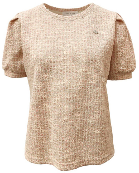부루앤쥬디 여성용 파스텔 트위드 반팔 티셔츠 BQFTB003D