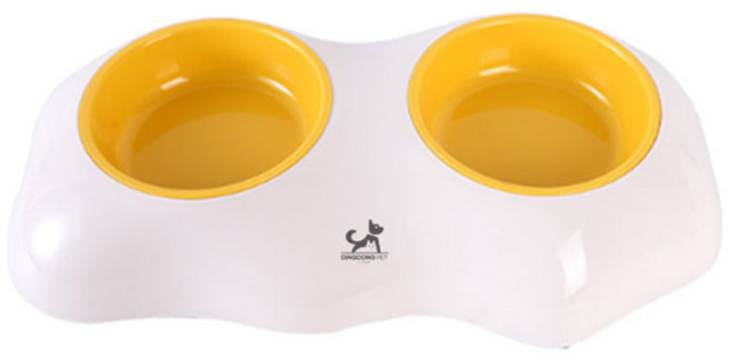 딩동펫 반려동물 프라이 더블볼 2구 식기, 화이트, 1개