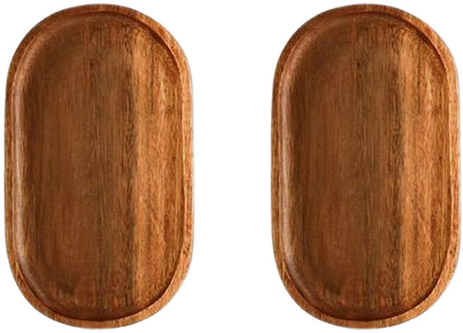 이우아여사 통원목 타원 서빙 접시, 우드, 2개