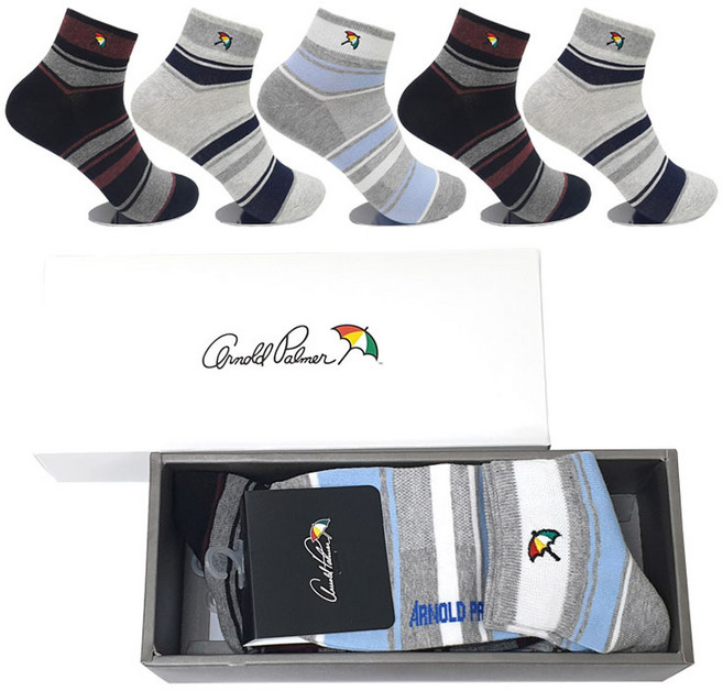 아놀드파마 남성용 메쉬 캐주얼 단목 양말 5족 선물세트 AP5610