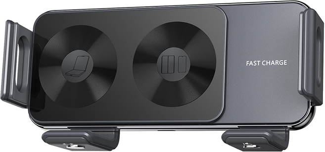 굿밸류 폴드 차량용 자동회전 고속충전 거치대, 블랙, S20A