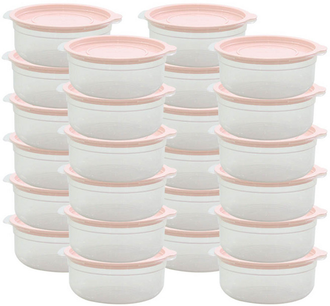 가쯔 심플쿡 냉동밥 전자레인지 용기 인디핑크, 24개, 600ml