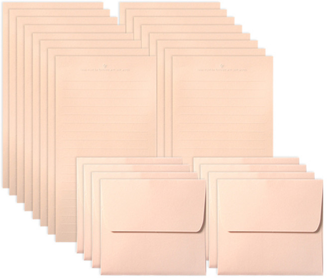 미니 레인보우 파스텔 편지지 16p + 봉투 8p 세트, 아프리콧, 1세트