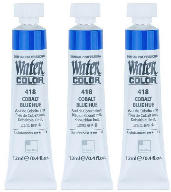 신한화구 전문가 수채화 Tube 코발트 블루 휴 418 6p, 12ml, 1색